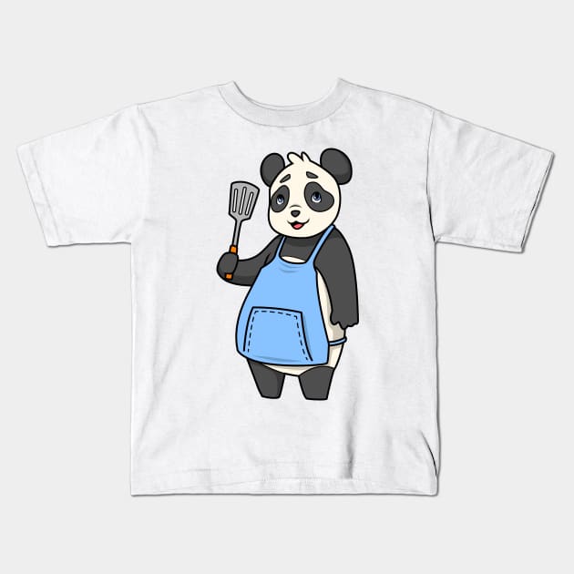Panda bear is grill master Kids T-Shirt by Modern Medieval Design